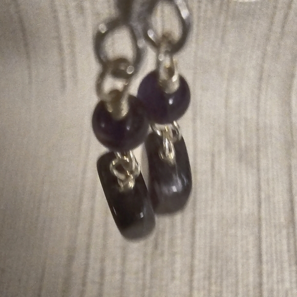 Semi Precious Stone and Sterling Silver Earrings - Picture 3 of 6